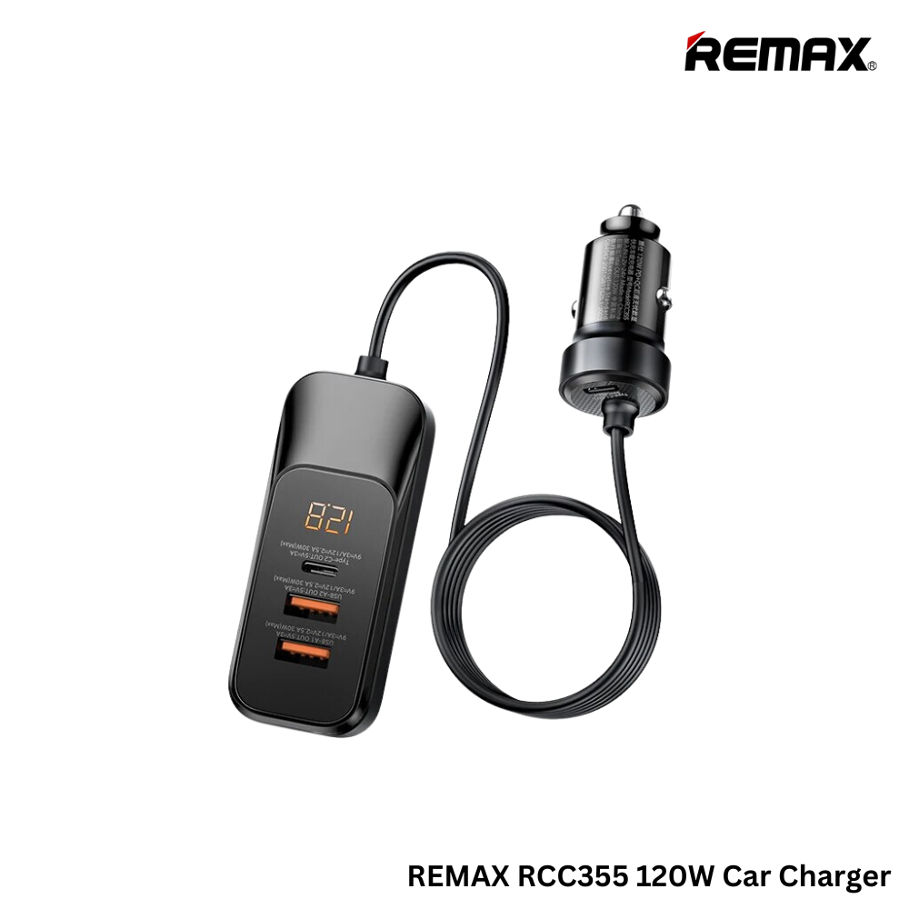 REMAX RCC355 Yayshin Series 120W PD+QC Worry-Free Fast Car Charger With Digital Display