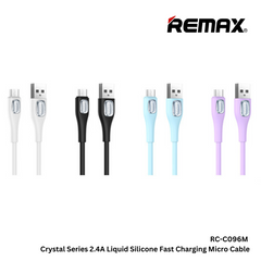 Remax RC-C096m Crystal Series 2.4A Liquid Silicone Fast Charging Micro Data Cable - Purple