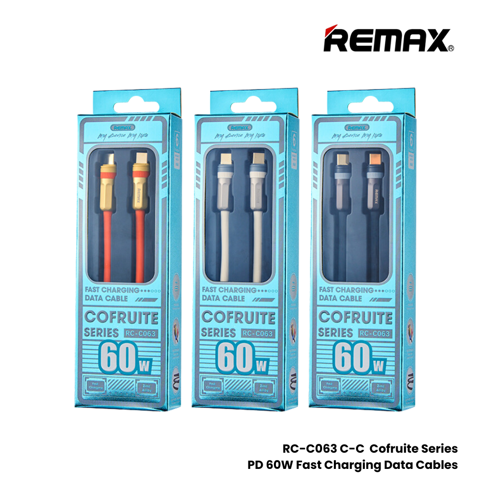 60W ( C to C )-REMAX RC-C063 Cofruite Series 60W Type-C to Type-C PD Fast Charging Data Cable - White