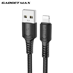 GADGET MAX - GX29 Woven Series USB To Lightning Charging Data Cable (2.4A) - Black