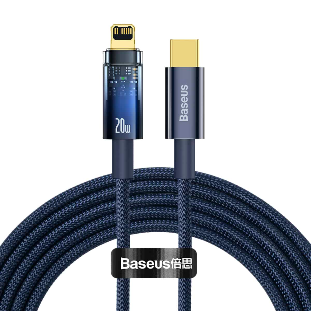 (Buy 1 Get 1) Baseus Explorer Series Auto Power-Off Type-C to iPhone 20W Fast Charging Data Cable (2M) - Blue