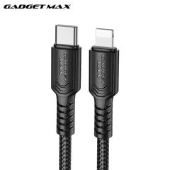 GADGET MAX - GX29 C-L Woven Series Type-C To Lightning Fast Charging Data Cable (27W) - Black