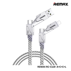 REMAX ZOUS Series 100W Zinc Alloy 2 in 2 reflective Braided Fast Charging Data Cable RC-C119