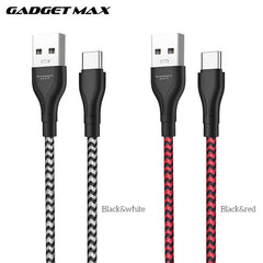 GADGET MAX GX02 TYPE-C  3A CHARGING DATA CABLE FOR TYPE-C (3A)(1M) - BLACK WHITE