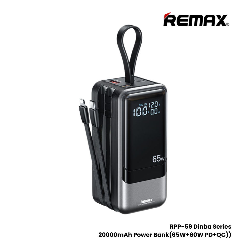 REMAX RPP- 59 Dinba Series 20000mAh PD+QC Fast Charging Power Bank(PD 65W+QC 60W) - Black