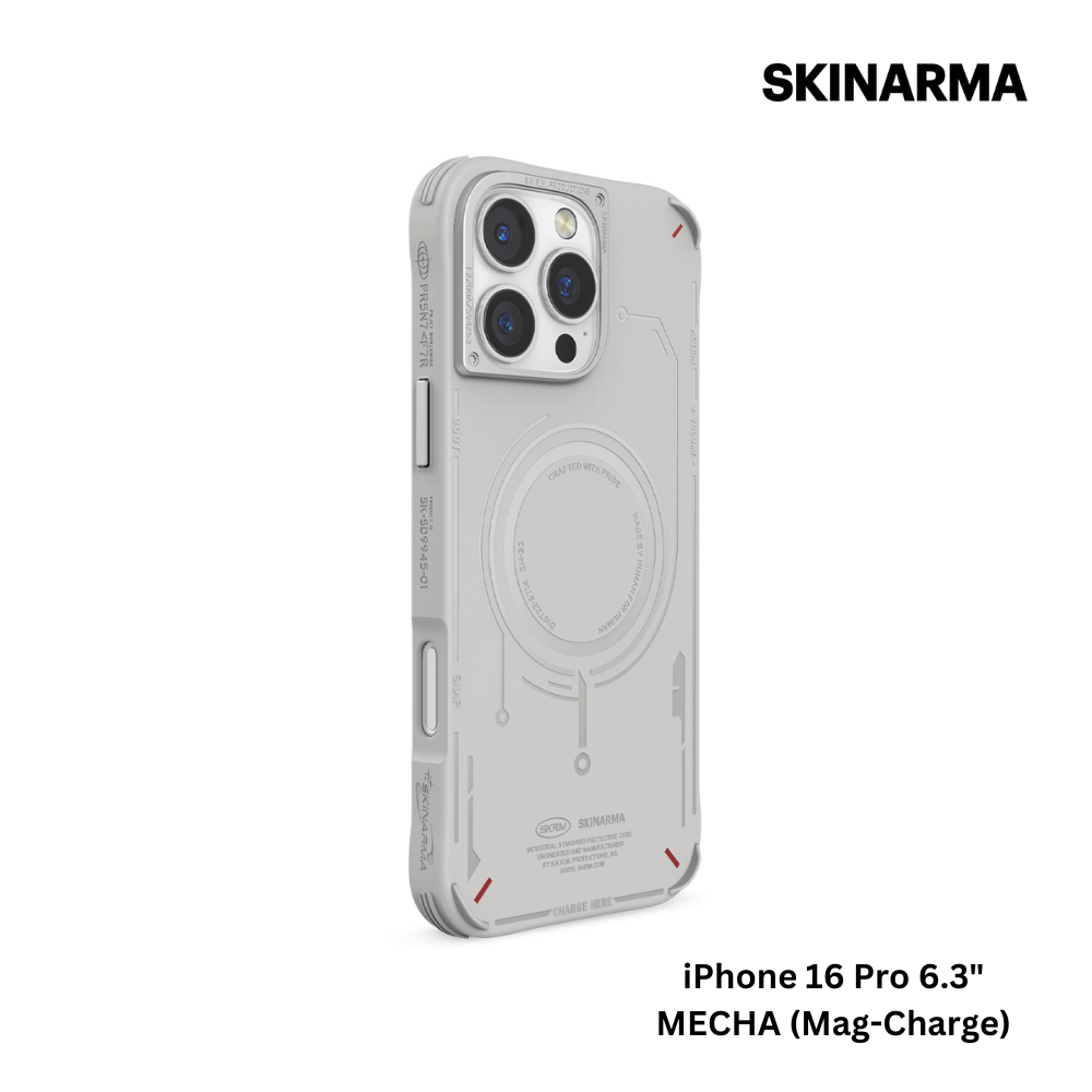 Skinarma iPhone 16 Pro 6.3" Mecha (Mag-Charge) Case - Light Grey