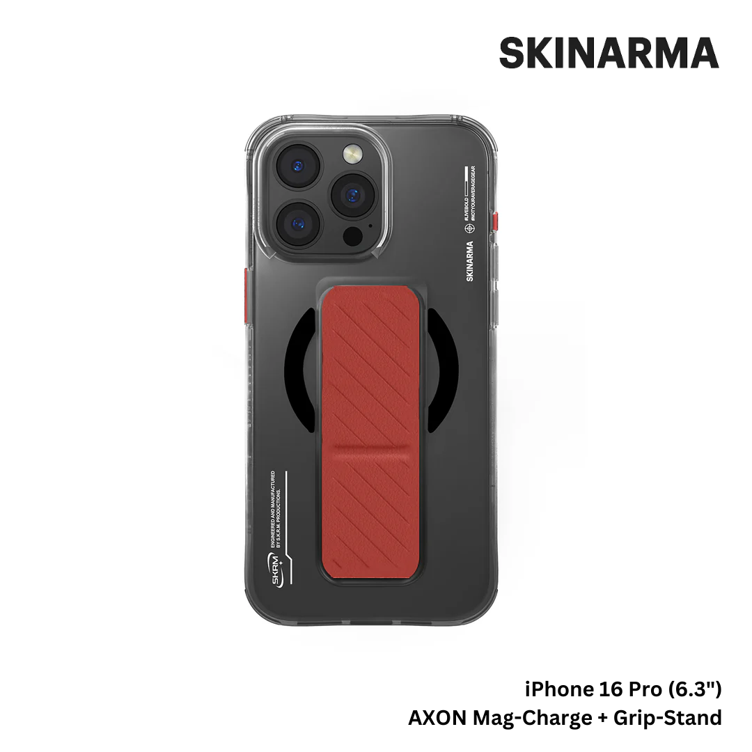 Skinarma iPhone 16 Pro 6.3" AXON Mag-Charge and Grip-Stand Case - Black