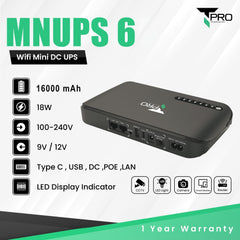 T Pro TP-MNUPS 6 16000mAh Multifunction Network DC UPS(18W) - Black