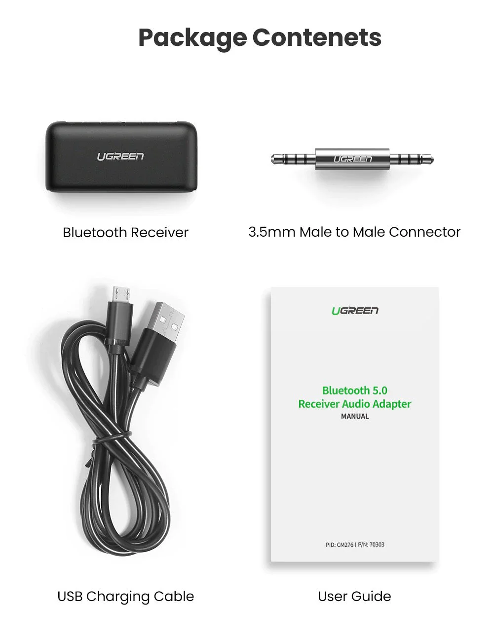 Ugreen Official Bluetooth Receiver Audio Adapter 5.0