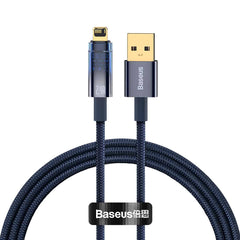 (Buy 1 Get 1) Baseus Explorer Series Auto Power-Off 2.4A iPhone Fast Charging Data Cable (1M) - Blue