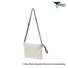 2-Way Water Repellent Sacoche Crossbody Bag - Beige