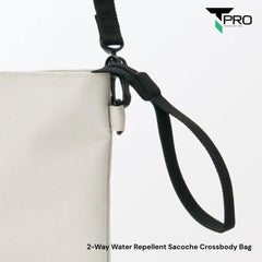 2-Way Water Repellent Sacoche Crossbody Bag - Beige