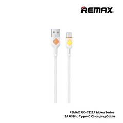 3A ( Type-C )-REMAX RC-C122A Moka Series 3A USB to Type-C Fast Charging Data Cable - White