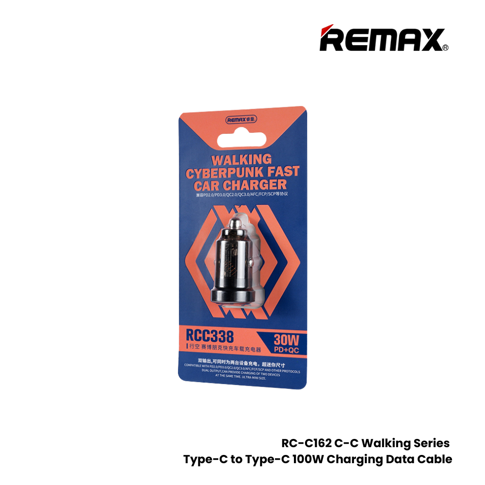 REMAX RCC338 Walking Series PD+QC Fast Car Charger(PD 30W+QC 22.5W) - Black