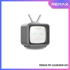 REMAX - RP-U118 PANDA TV Series PD+ QC 2C Gan Folding Charger (35W) - Grey
