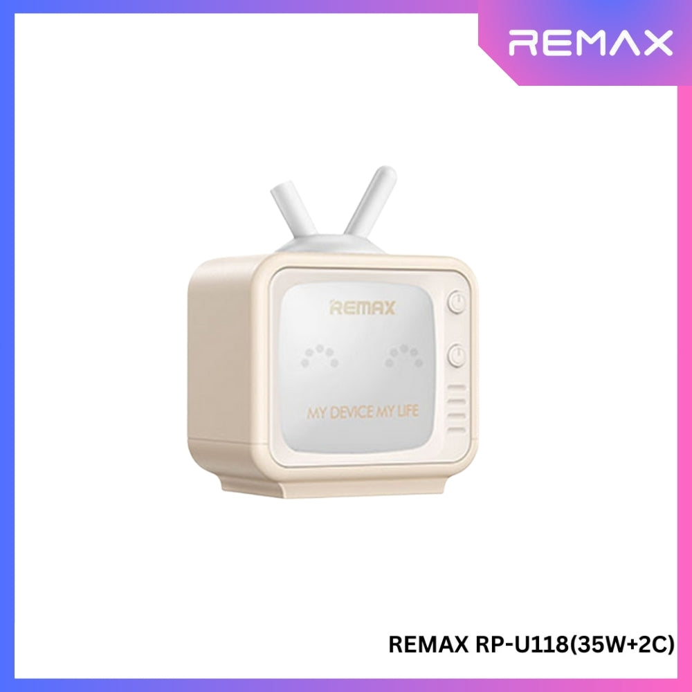 REMAX - RP-U118 PANDA TV Series PD+ QC 2C Gan Folding Charger (35W) - White