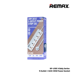 REMAX RP-U160 Kiddy Series 5-Outlet Power Socket(30W 3A1C) - White