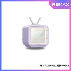 REMAX - RP-U118 PANDA TV Series PD+ QC 2C Gan Folding Charger (35W) - Purple