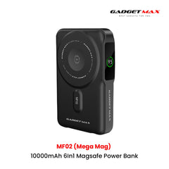 GADGET MAX - MF02 10000mAh Mega Mag 6 In 1 Magnetic Charging Power Bank - Black