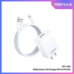 REMAX - RP-U95 Lightning Kiddy Series Travel Charger Set (2.4A) - White