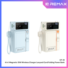 REMAX - CP-19 20000mAh 4 In 1 Magsafe AC Plug Fast Charging Power Bank ( PD30W+Magsafe 15W) - Beige