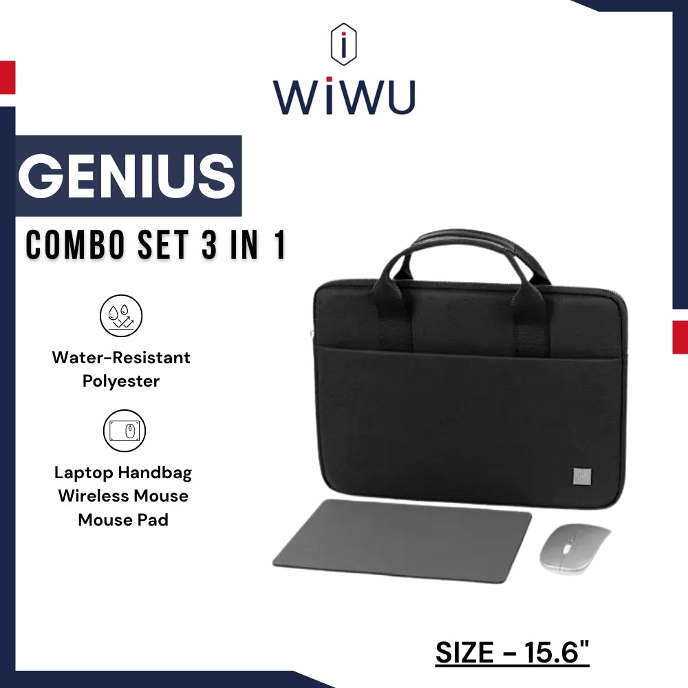 WIWU - Genius Combo Set Laptop Bag With Mouse & Mouse Pad (15.6") - Black