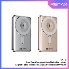 REMAX - CX-2 10000mAh Foldable Magnetic Wireless Charging Power Bank (PD22.5W+Magsafe15W) - Gold