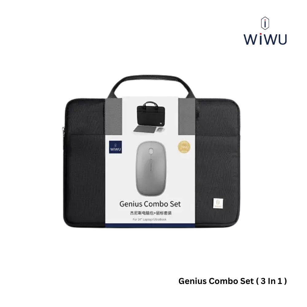 WIWU - Genius Combo Set Laptop Bag With Mouse & Mouse Pad (14") - Black