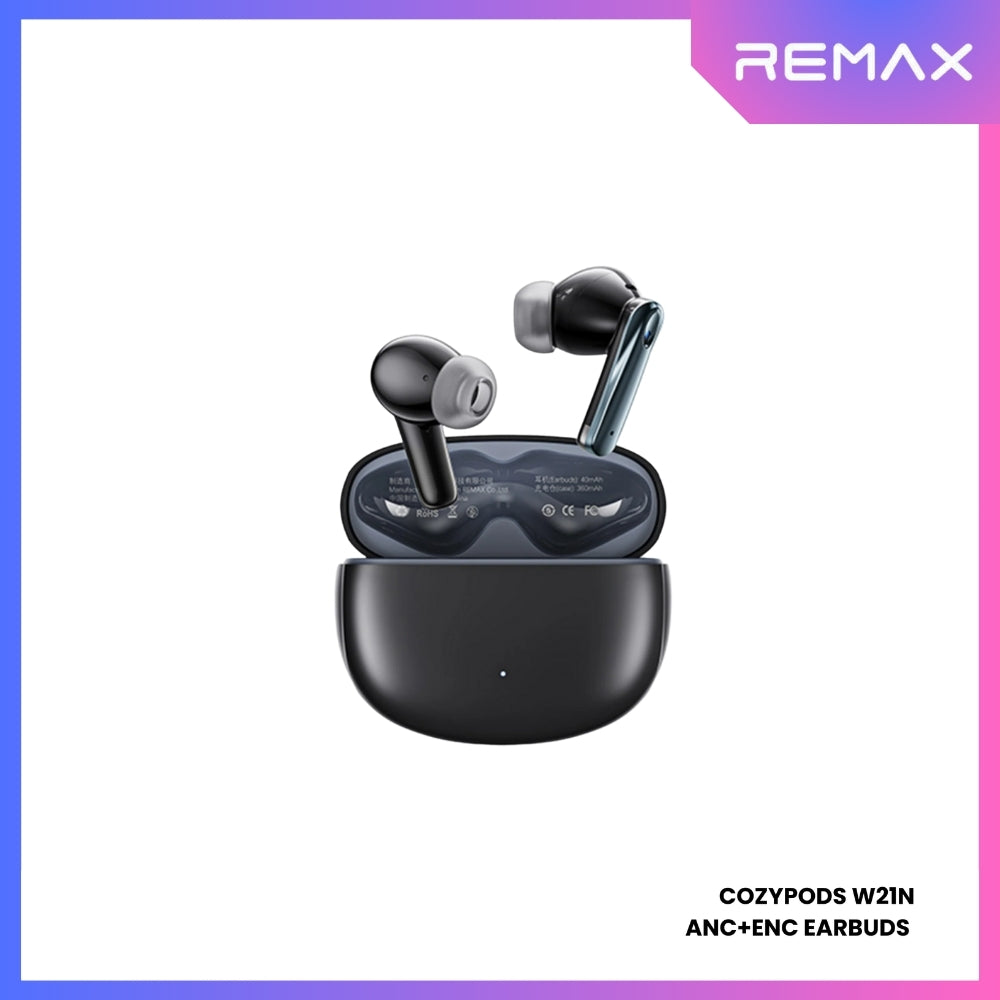 REMAX - COZYPODS W21N Vansiang Series ANC+ENC Bluetooth Wireless Earbuds - Black