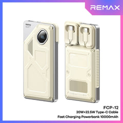 REMAX - FCP-12 10000mAh Fast Charging Cabled Power Bank ( PD20W+QC22.5W ) - Beige