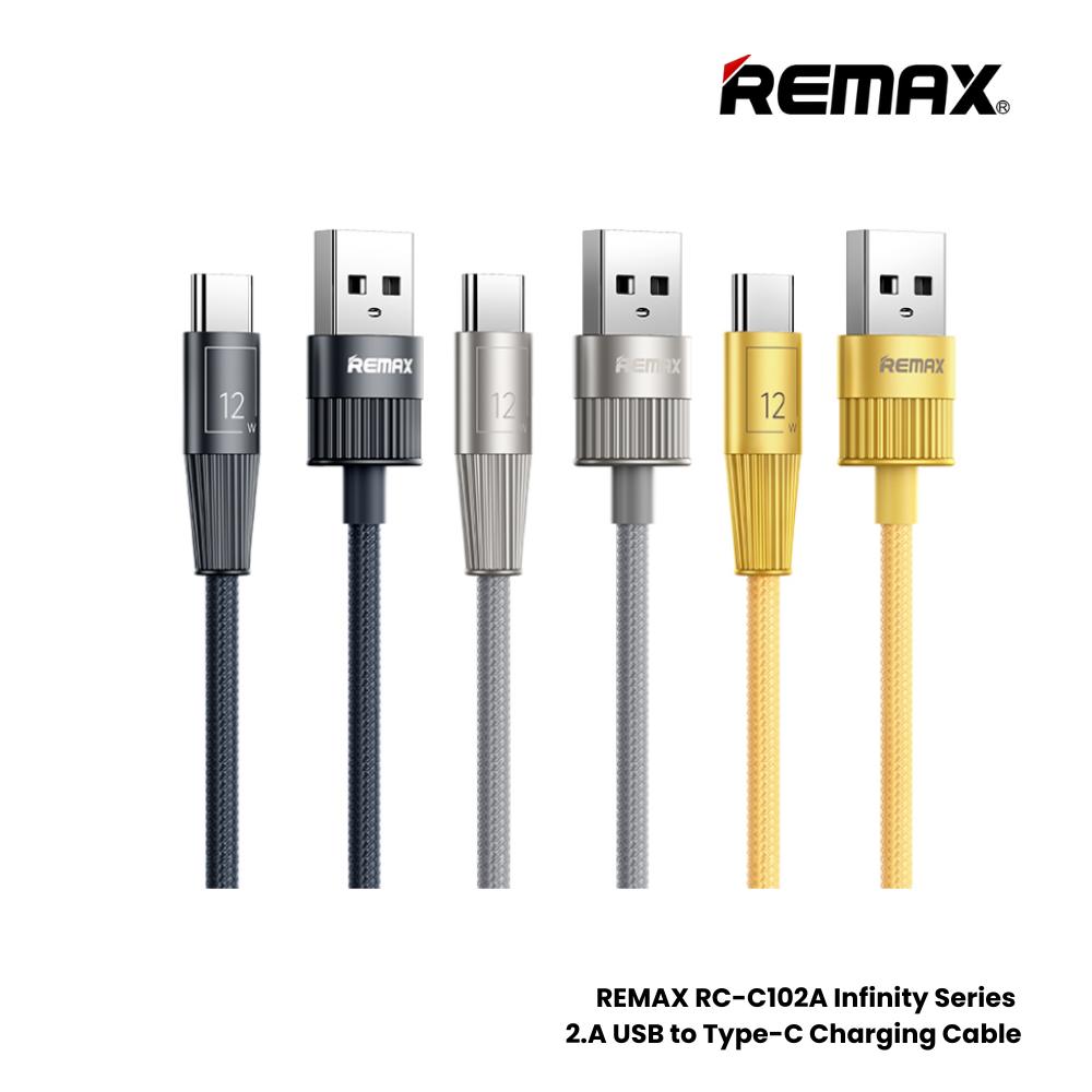 2.4A ( Type-C )-REMAX RC-C102A Infinity Series 2.4A USB to Type-C Fast Charging Data Cable - Gold