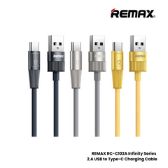 2.4A ( Type-C )-REMAX RC-C102A Infinity Series 2.4A USB to Type-C Fast Charging Data Cable - Gold