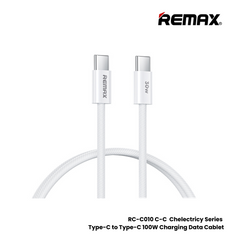 30W ( C to C )-REMAX RC-010 C-C Chelectricy Series 30W Type-C to Type-C PD Fast Charging Data Cable - White