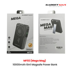 GADGET MAX - MF02 10000mAh Mega Mag 6 In 1 Magnetic Charging Power Bank - Black