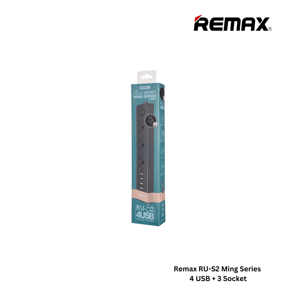 REMAX RU-S2 Ming Series 2.4A Power Socket(4 USB + 3 Power) - Black