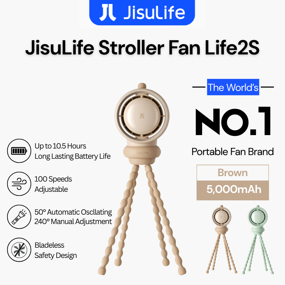 JisuLife - Stroller Fan Life 2S ( 5,000mAh ) - Brown