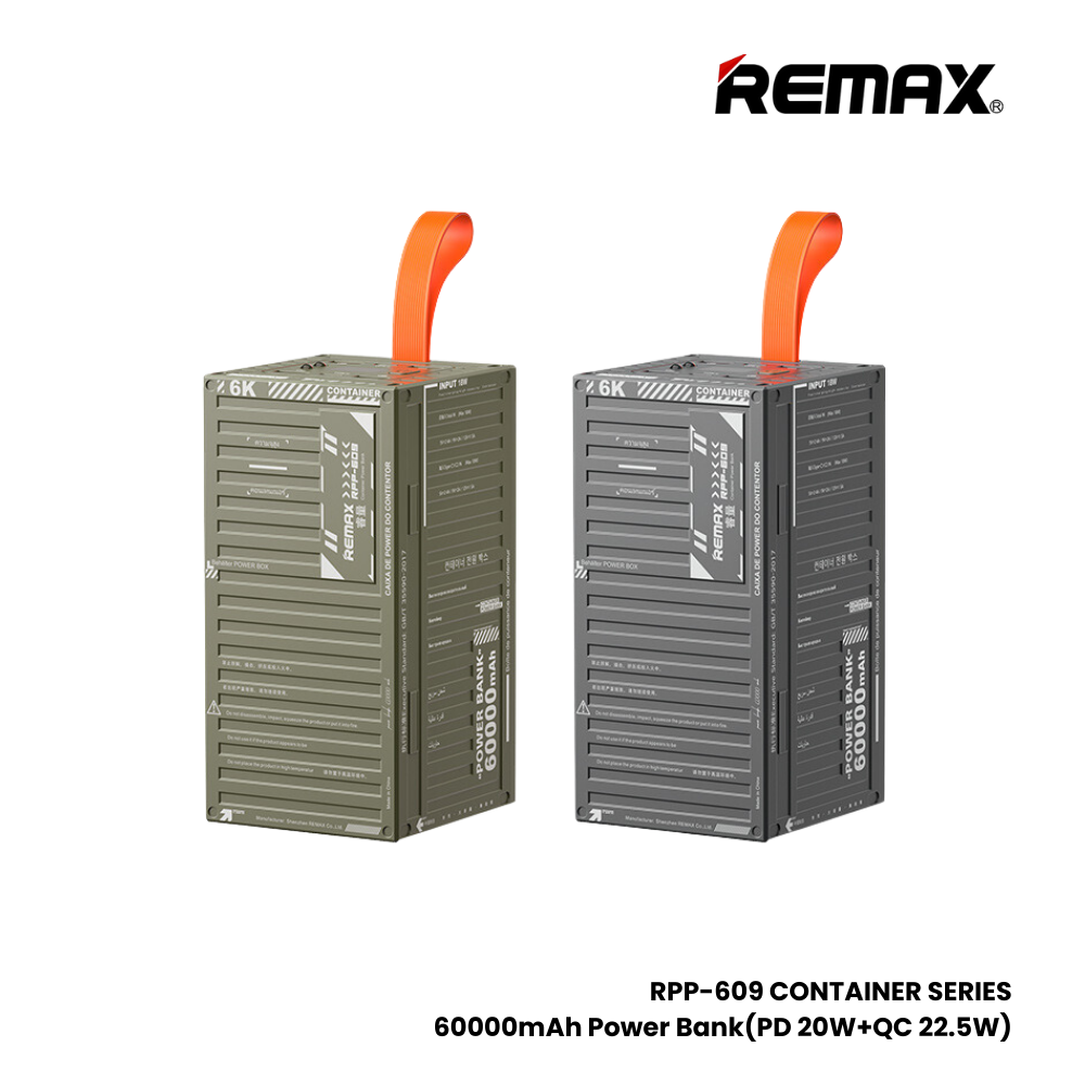 REMAX RPP-609 Container Series 60000mAh PD+QC Fast Charging Power Bank(PD 20W+QC 22.5W) - Green