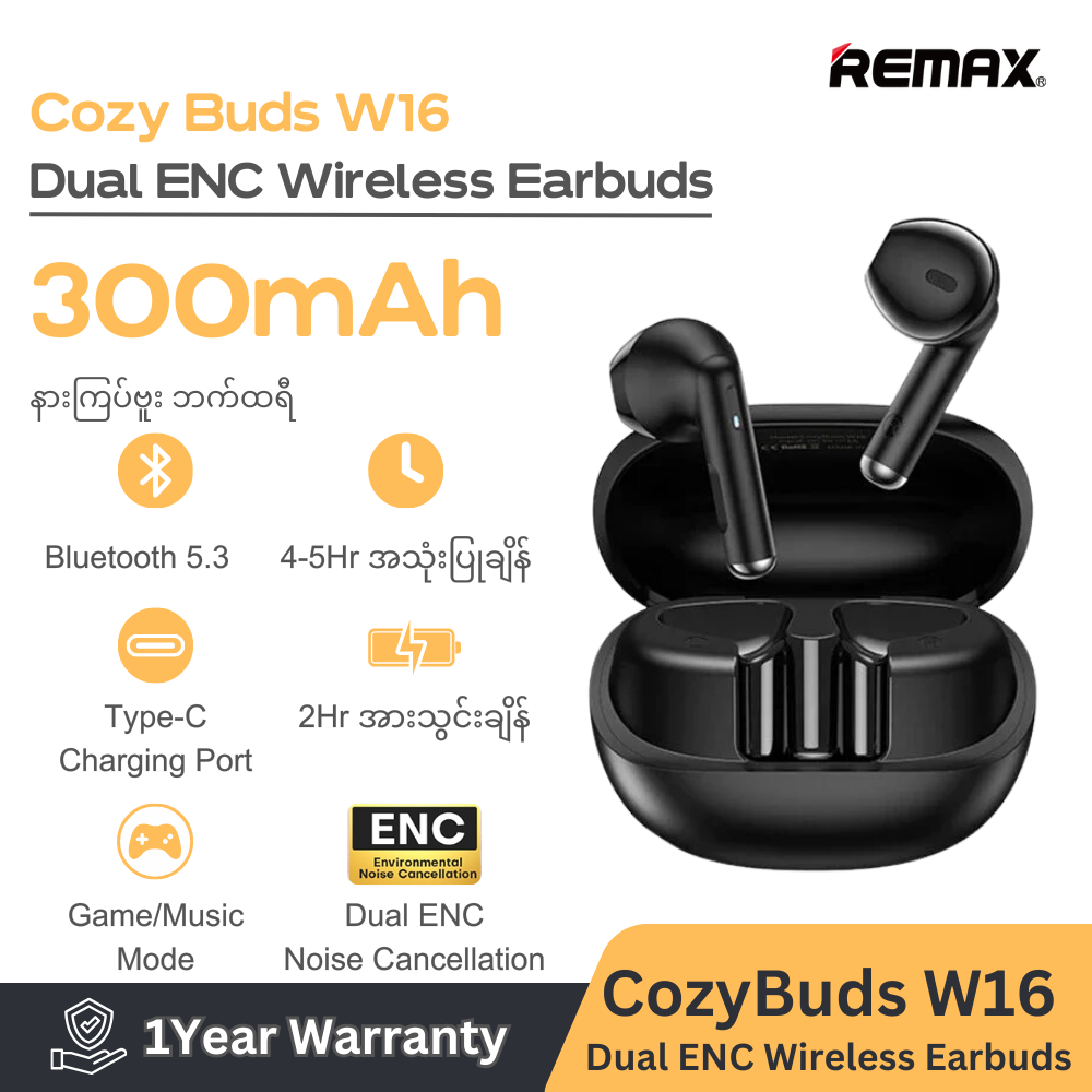 REMAX Cozybuds W16 5.3 Lanmoon Series Dual ENC Earbuds For Music & Call