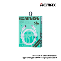 30W ( C to C )-REMAX RC-010 C-C Chelectricy Series 30W Type-C to Type-C PD Fast Charging Data Cable - White