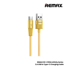 2.4A ( Type-C )-REMAX RC-C102A Infinity Series 2.4A USB to Type-C Fast Charging Data Cable - Gold