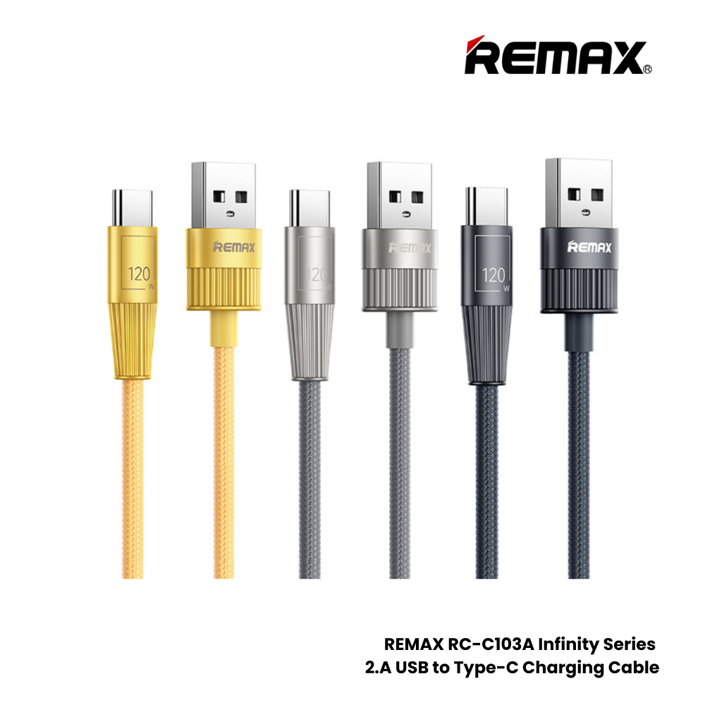 120W ( Type-C )-REMAX RC-C103A Infinity Series 120W USB to Type-C Fast Charging Data Cable - Silver Grey