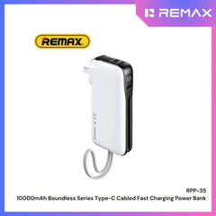 REMAX - RPP-35 10000mAh Boundless Series Fast Charging Cable Powerbank ( PD20W + QC22.5W ) - White