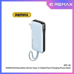 REMAX - RPP-35 10000mAh Boundless Series Fast Charging Cable Powerbank ( PD20W + QC22.5W ) - Blue