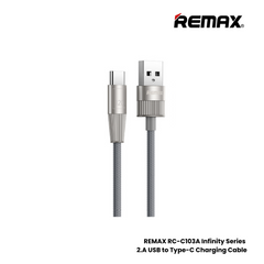 120W ( Type-C )-REMAX RC-C103A Infinity Series 120W USB to Type-C Fast Charging Data Cable - Silver Grey