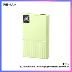 REMAX -  FP-8 10000mAh Ultra Thin Fast Charging Power Bank (PD20W+QC22.5W) - Green