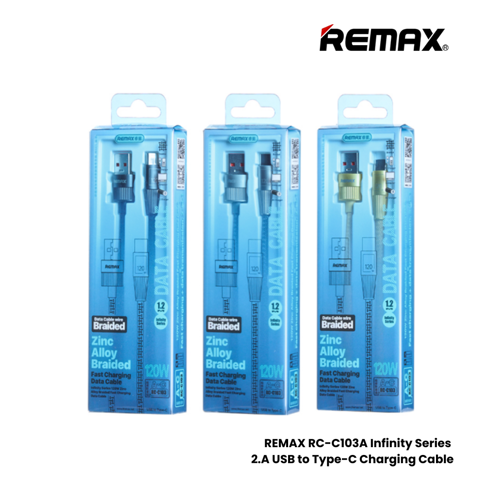 120W ( Type-C )-REMAX RC-C103A Infinity Series 120W USB to Type-C Fast Charging Data Cable - Blue