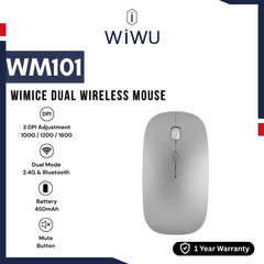 WIWU - WM101 Wimice Wireless Dual Mouse (2.4G+Bluetooth) - Silver
