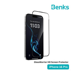 BENKS - GlassWarrior HD Screen Protector - IPhone 16 Pro (Black)