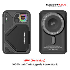 GADGET MAX - MF04 10000mAh Tank Mag 7 In 1 Magsafe Charging Power Bank - Black