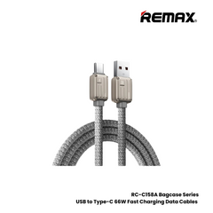 66W ( Type-C )-REMAX RC-C158A Bagcase Series 66W USB to Type-C Fast Charging Data Cable - Grey